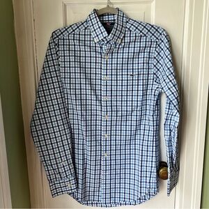 VINEYARD VINES MEN’s Slim Fit Tucker Shirt Blue White Plaid Size XS or Youth XL